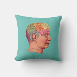 Vintage Phrenology Head Mind Brain Karta Pillow Kudde