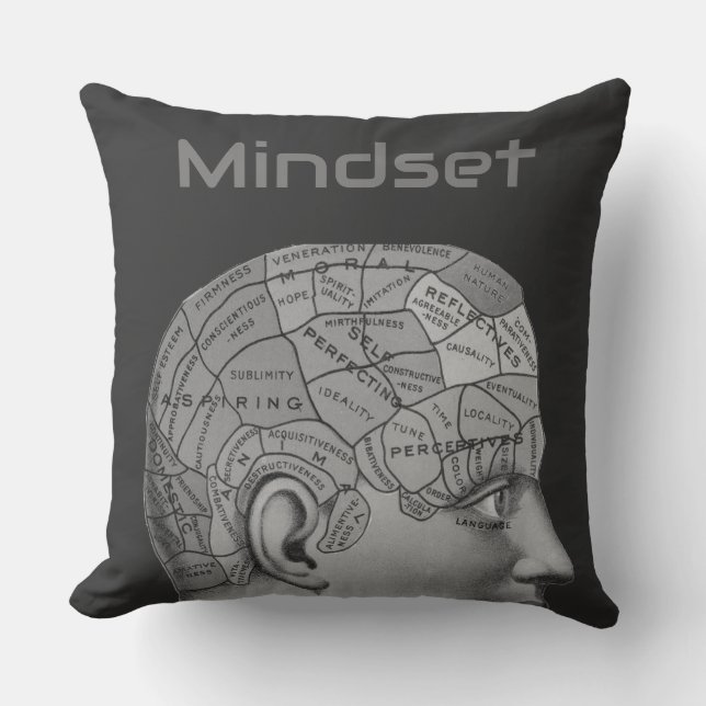 Vintage Phrenology Head Mind Mindset Brain Karta Kudde (Framsida)