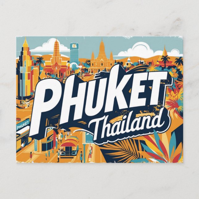 Vintage Phuket, Thailand Vykort (Framsida)