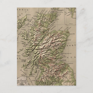 Vintage Physical Karta of Scotland (1880) Vykort