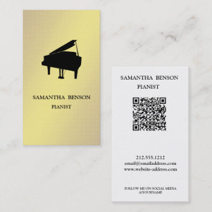 Vintage pianist musiker musiklärare QR-kod Visitkort