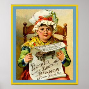 Vintage Piano Ad Decker Brothers Pianos 1880 Poster