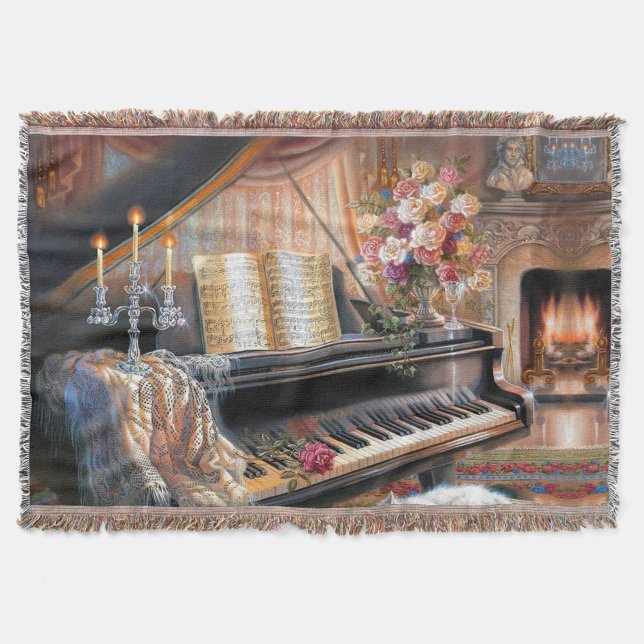 Vintage Piano Home Throw Blanket Filt (Skapare uppladdad)