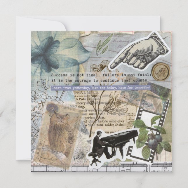 Vintage Piano Man Flat Greeting Card (Framsida)