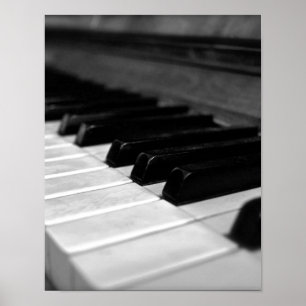 Vintage Piano Nycklar; Svartvit Poster