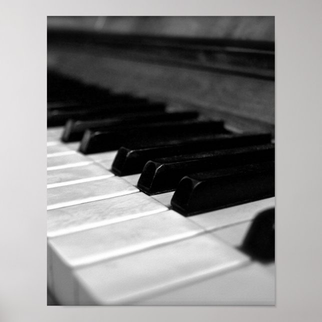 Vintage Piano Nycklar; Svartvit Poster (Framsidan)