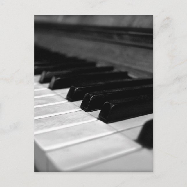 Vintage Piano Nycklar; Svartvit Vykort (Framsida)