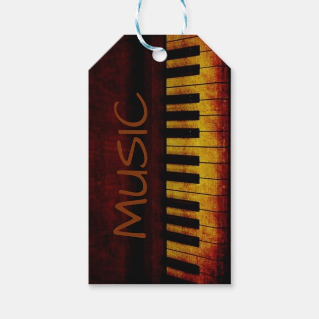 Vintage-piano presentkort presentetikett (Framsidan)
