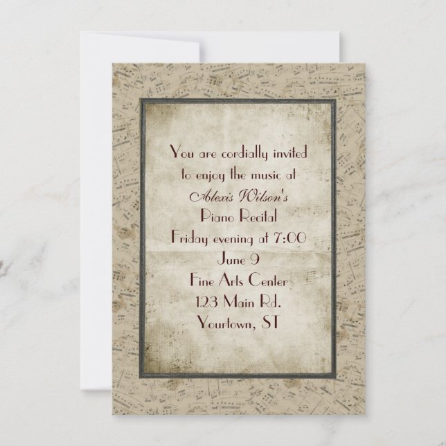 Vintage Piano-skäl Inbjudningar (Framsida)