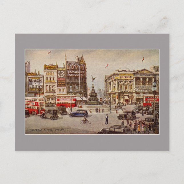 Vintage Piccadilly Circus London Vykort (Framsida)