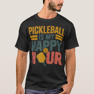Vintage Pickleball är min lyckliga timme Retro spe T Shirt