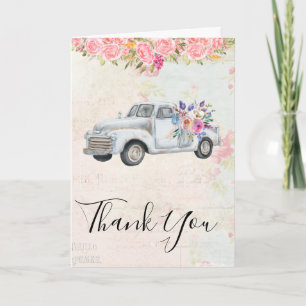Vintage Pickup Lastbil Rustik Watercolor Tack Kort
