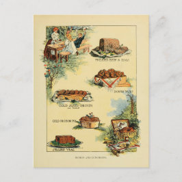 Vintage Picnic Mat Diagram från 1902 Vykort