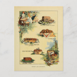 Vintage Picnic Mat Diagram från 1902 Vykort