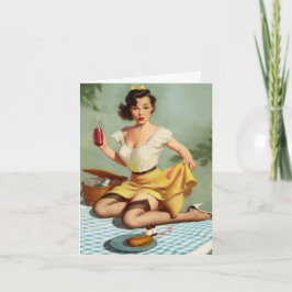 Vintage Picnic Pinup Birthday Kort