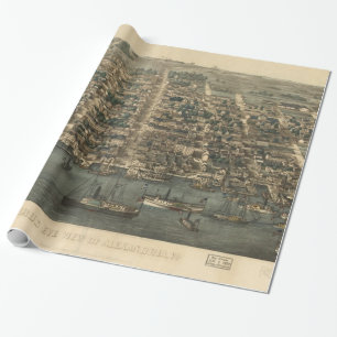 Vintage Pictorial Karta av Alexandria VA (1863) Presentpapper