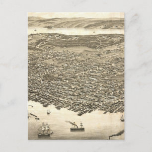 Vintage Pictorial Karta från Halifax (1879) Vykort