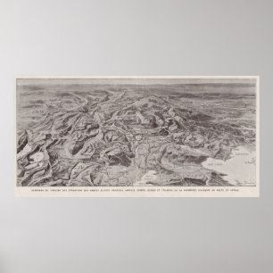 Vintage Pictorial Karta i Albanien, Serbien, Bulga Poster