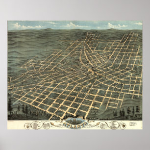 Vintage Pictorial Karta i Atlanta (1871) Poster
