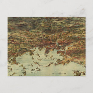 Vintage Pictorial Karta i Boston (1905) Vykort