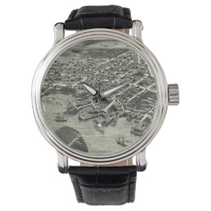 Vintage Pictorial Karta i Edgartown MORSA (1886) Armbandsur