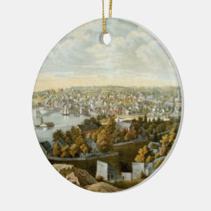 Vintage Pictorial Karta i Georgetown (1855) Julgransprydnad Keramik
