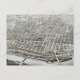 Vintage Pictorial Karta i Manchester NH (1876) Vykort
