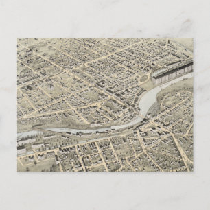 Vintage Pictorial Karta i Nashua NH (1875) Vykort