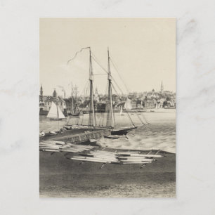 Vintage Pictorial Karta i Newport RI (1860) Vykort