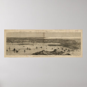 Vintage Pictorial Karta i Newport RI (1873) Poster