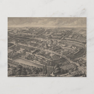 Vintage Pictorial Karta i Oxford England (1850) Vykort