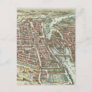Vintage Pictorial Karta i Paris (1615) Vykort