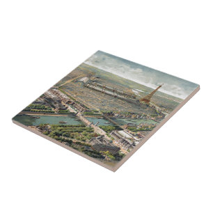 Vintage Pictorial Karta i Paris (1900) Kakelplatta