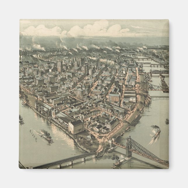 Vintage Pictorial Karta i Pittsburgh (1902) Magnet (Framsidan)