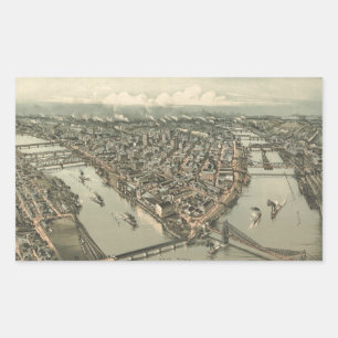 Vintage Pictorial Karta i Pittsburgh (1902) Rektangulärt Klistermärke