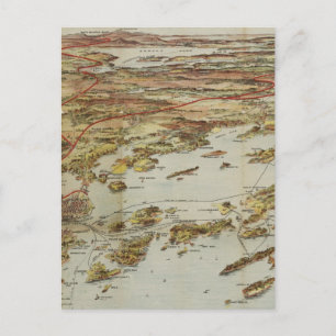 Vintage Pictorial Karta i Portland Maine (1906) Vykort