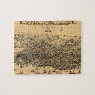 Vintage Pictorial Karta i San Francisco (1875) Pussel
