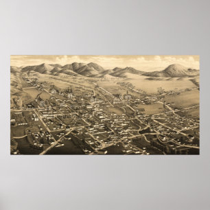 Vintage Pictorial Karta i Santa Fe (1882) Poster