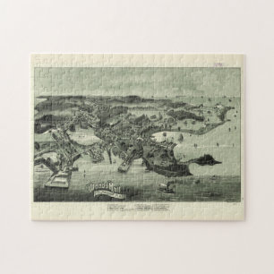 Vintage Pictorial Karta i Skogen Hål Falmouth MORS Pussel
