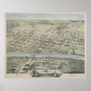 Vintage Pictorial Karta i Waco Texas (1873) Poster