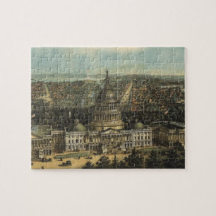 Vintage Pictorial Karta i Washington D.C. (1871) Pussel