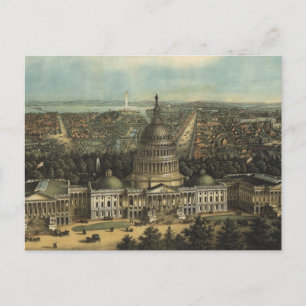 Vintage Pictorial Karta i Washington D.C. (1871) Vykort