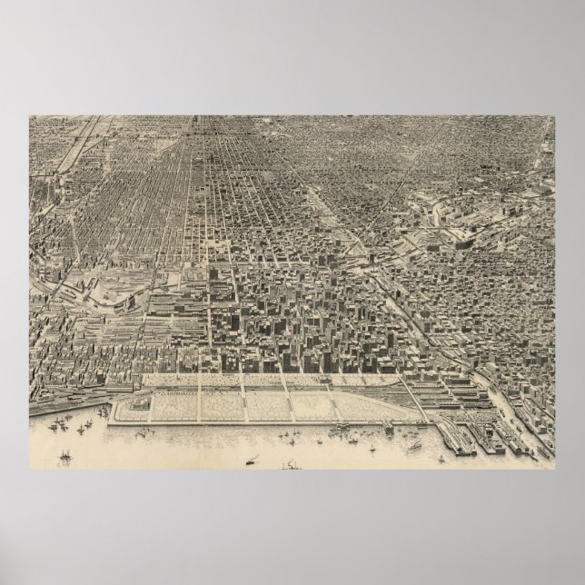Vintage Pictorial Karta of Chicago (1916) Poster (Framsidan)