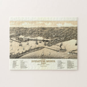 Vintage Pictorial Karta of Duluth MN (1883) Pussel