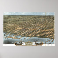 Vintage Pictorial Karta of Erie Pennsylvania (1870