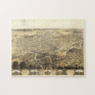 Vintage Pictorial Karta of Fort Wayne Indiana (186 Pussel