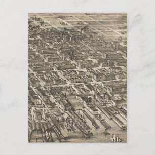 Vintage Pictorial Karta of Hoboken NJ (1881) Vykort