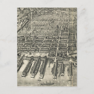 Vintage Pictorial Karta of Hoboken NJ (1904) Vykort