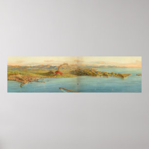 Vintage Pictorial Karta of Neapel Italien (1920) Poster