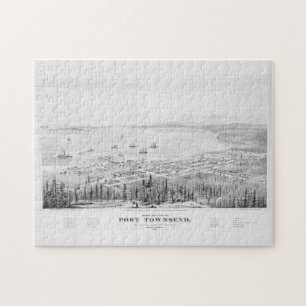 Vintage Pictorial Karta of Port Townsend WA (1878) Pussel